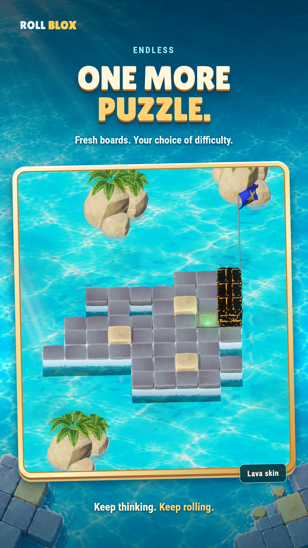 Endless puzzle with the Lava skin on a generated stone board