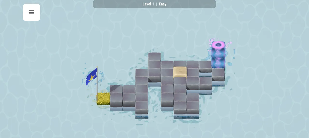 Roll Blox classic mode gameplay rolling a block toward the goal
